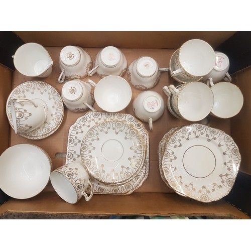 510 - Regency and Pendant branded white and gold tea ware, 41 pieces.