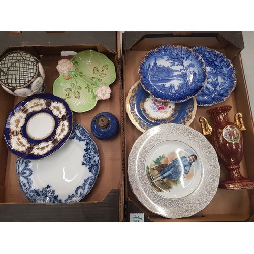 546 - A mixed collection of ceramic items to include Crown Staffordshire decorative wall plates, Meakin bl... 