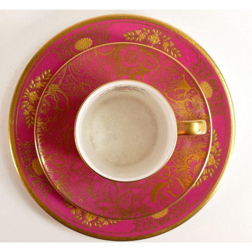 405 - A collection of Mintons gilded china including Argyle plate, Brocade coffee can & saucer, Minton nam... 