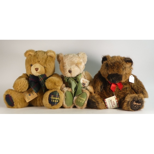 200 - Three Harrods teddy bears dated years 1995, 1994 and 1992 (3)