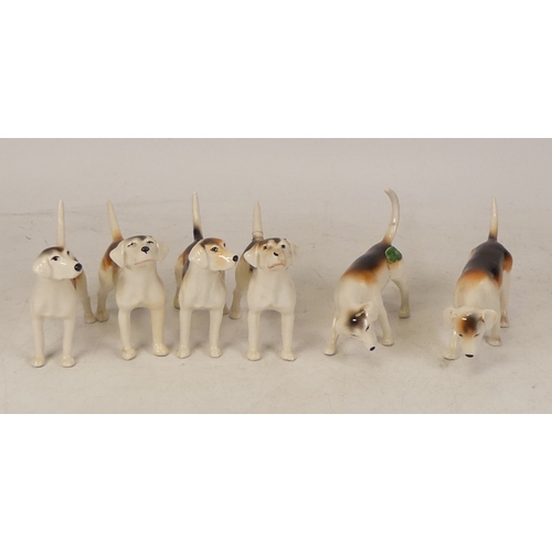 215 - Beswick second version fox hounds to include 2265, 2264, 2262 x2 (one tail reglued), 2263 x2 (6)