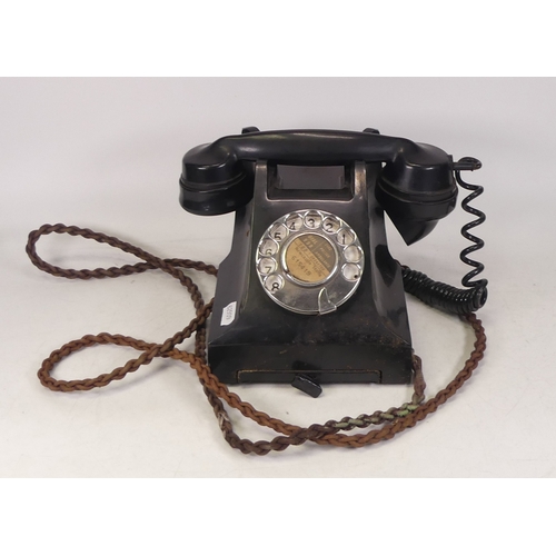 220 - Early 20th Century Black Bakelite Dial Telephone with Front Drawer.