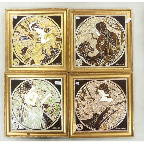 224 - A Set of Four Maw & Co Four Seasons Tiles (4)