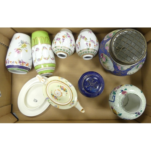 47 - A mixed collection of items to include Crown Ducal ware tea pot, floral vases, ginger jar, etc (1 tr... 