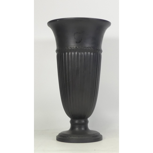 264 - Wedgwood Black Basalt Trumpet Vase. Height: 27cm