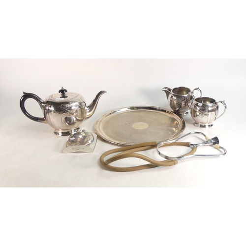 268 - A 20th Century EPBM Tea for One Set together with EPNS Engine Turned Plate and Finest English Pewter... 