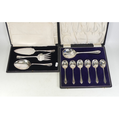 271 - Two Cased Silverplate Cutlery Sets to include Spoons and Cake Serving Set. (2)