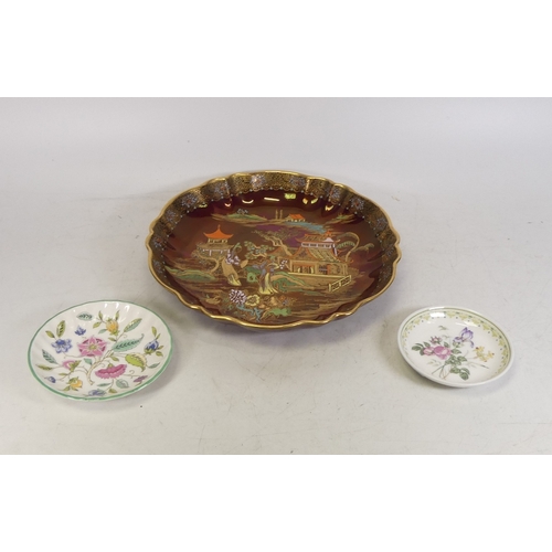 275 - Carltonware Rouge Royale Mikado Pattern Jewelled Bowl. Some minor scratching. together with Minton H... 