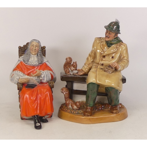 352 - Royal Doulton figures Lunchtime HN2485 and The Judge HN2443 (The Judge matt) (2) (both seconds)