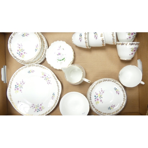 444 - Royal Grafton floral and gilt tea set together with Royal adderley pin dishes (1 tray)