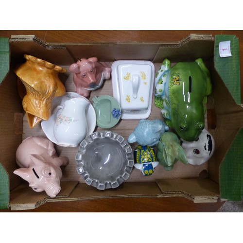 1 - A mixed collection of wade and other similar items to include  novelty pig money box, NatWest baby p... 