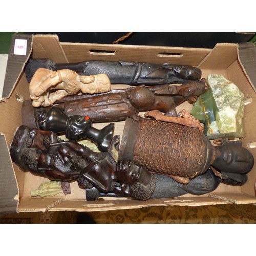 9 - A Collection of Ethnographic Items to include East Asian Soapstone Figures, African Carved Figures e... 