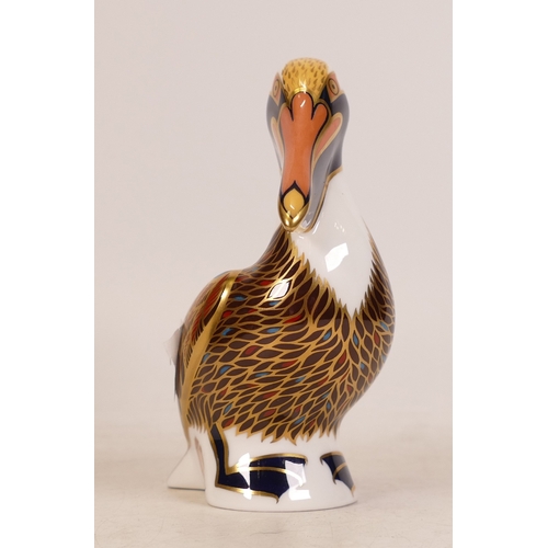 171 - Royal Crown Derby Brown Pelican paperweight, with gold stopper to base