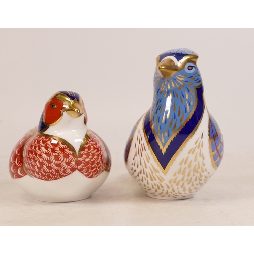 174 - Royal Crown Derby Paperweights Blue Jay and Pheasant, gold stoppers (2)