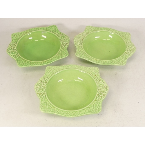 265 - Three Crown Devon Art Deco Fruit Bowls, with moulded Fruit Borders. Diameter: 17cm