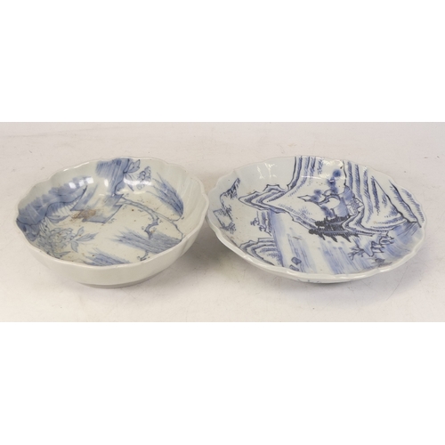 284 - 19th Century Japanese blue & white shallow bowls. Diameter of largest 17cm (2)