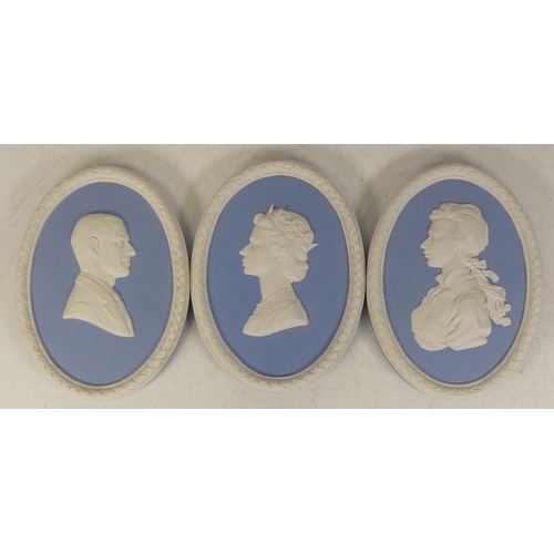 193 - Three Wedgwood Cameos to include Princess Ann , Queen Elizabeth II and Prince Philip (3)