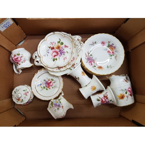 100 - Royal Crown Derby 'Derby Posies' pattern items to include small jugs and flared vases, pin dishes, f... 