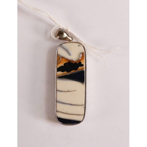 260 - Moorcroft sterling silver rectangle pendant. Length 4.5cm