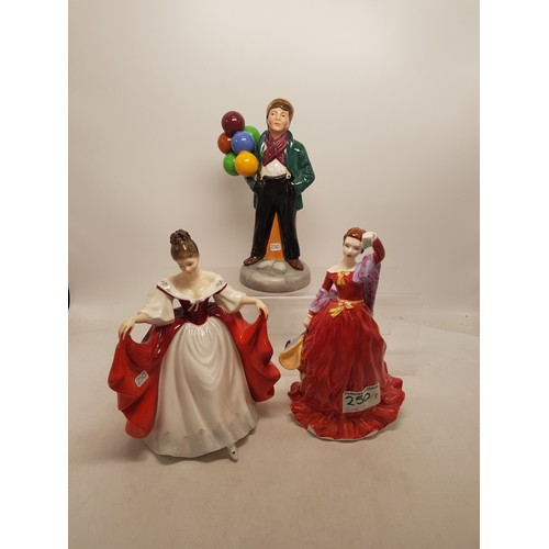 250 - Royal Doulton Lady Figures Fond Farewell HN3815, Sara HN2265 & Balloon Boy HN2934 (3)