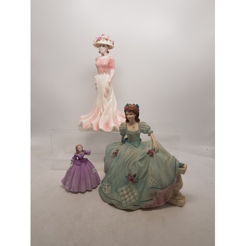 246 - Coalport Lady Figures to include Ladies of fashion - Liz & Age of Elegance matt figurine On The Balc... 