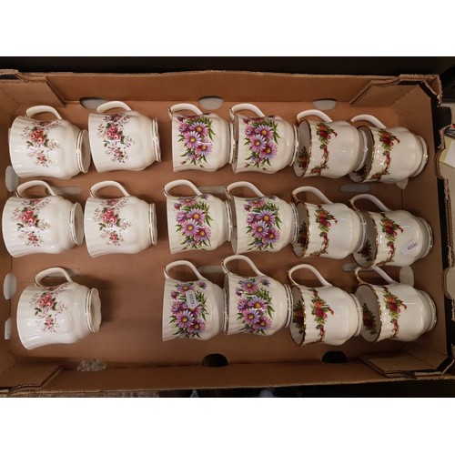 572 - Royal Albert Montrose shape coffee mugs to include 6 in the Holiday Ribbons pattern, 6 Michaelmas Da... 