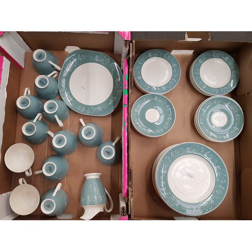 581 - Royal Doulton Cascade pattern double tea set to include 1 cake plate, 12 salad plates, 11 cups, 12 s... 