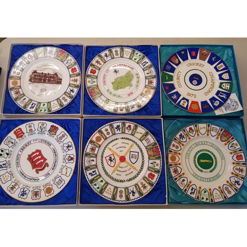 592 - Group of 6 boxed Coalport County Cricket Championship plates from the 1970s (6).