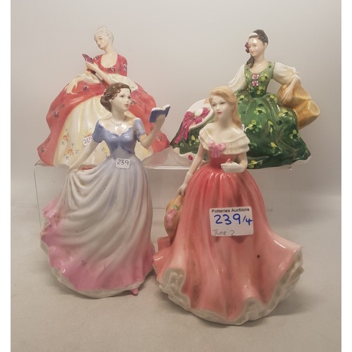 239 - 4 Royal Doulton Lady Figures to include Elyse HN2474, Rosie HN4094, Sweet Poetry HN4113 & Wistful HN... 