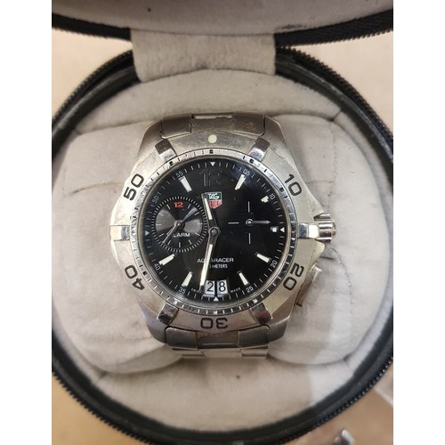 598 - Tag Heuer Aquaracer quartz watch WAF111Z, 300m, watch is running at time of cataloguing, spare link ... 