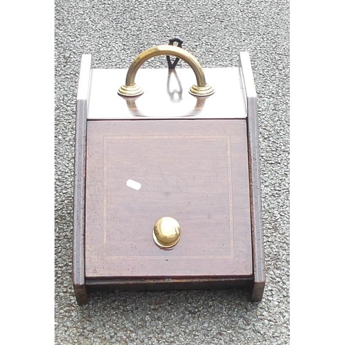 601 - Early 20th Century Inlaid Coal Scuttle with Brass Fittings. Height: 35cm