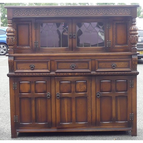 603 - Old Charm Style Sideboard with Glass Doors to Front. Height:  137cm