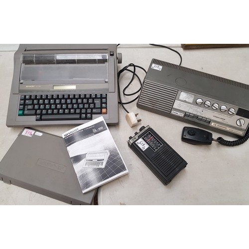 519 - A Fidelity CB 3000FM Base Station together with a Sharp QL-300 Portable Electronic Typewriter and CB... 