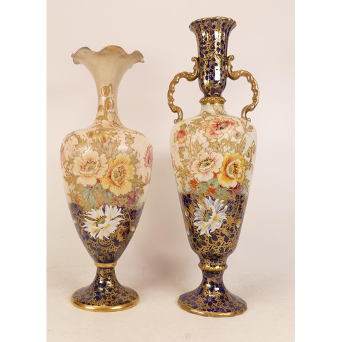 305 - Carlton Blush ware twin handled vase with floral old Anemone decoration together with matching scall... 