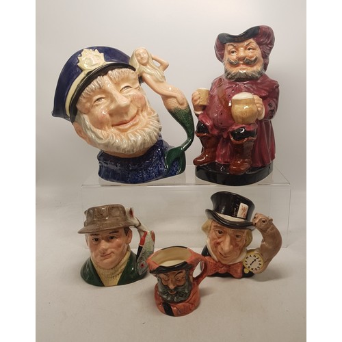 217 - A collection of Royal Doulton character and Toby jugs to include 2nds large character jug Old Salt D... 