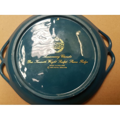 284 - Minton Pate sur Pate 1993 Anniversary Cherubs small twin handled cabinet plate.