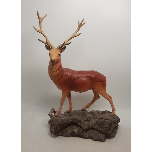 180C - Beswick Connoisseur Matt Model of Stag on Rock No 2629.