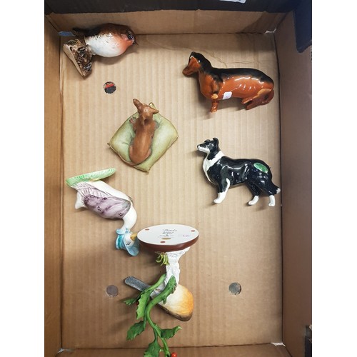 494 - A collection of animal figures to include Beswick Robin 980, Beswick Collie dog, Border Fine Arts Ro... 