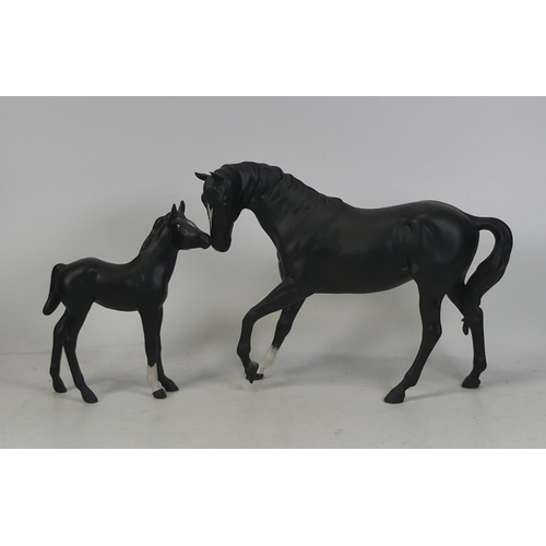 112 - Beswick black beauty and foal, 2466, 2536 (2)