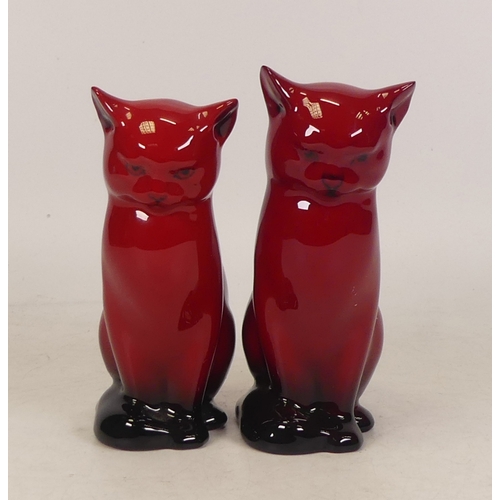 60 - Two Royal Doulton Flambe Seated Cat. h:13cm