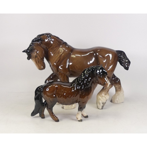 255 - Beswick Shetland Pony 1033 and Action Shire 2528 (2)