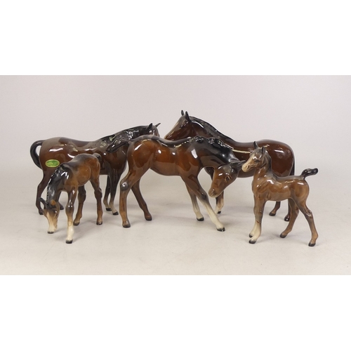 284 - A Group of Five Beswick Brown Foals (5)