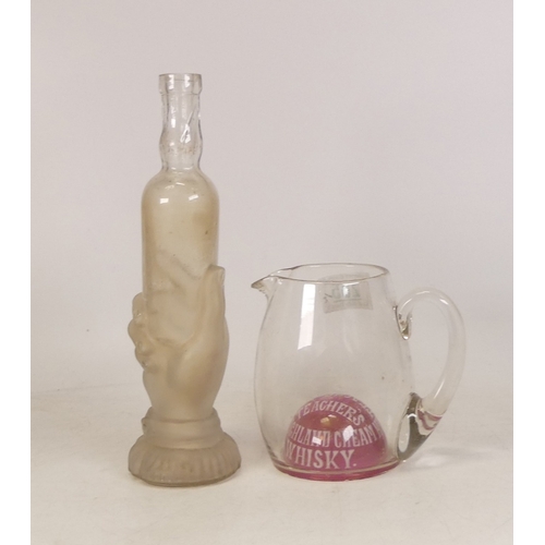 285 - A Victorian Chemist Display Bottle in the form of a hand together with a Teachers Whisky Jug with Re... 