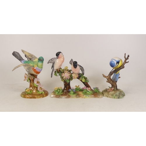 293 - Three Ceramic Models of Birds to include Royal Crown Derby Blue Tit together with Two Crown Stafford... 