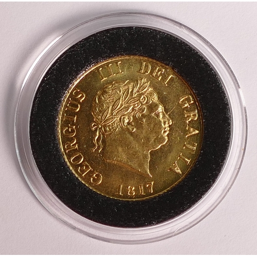 1 - George III HALF sovereign gold coin 1817 gEF - nUNC.  (purchase price from a specialist dealer (£399... 