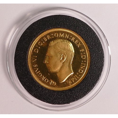 10 - George VI 1937 proof gold FULL sovereign coin, original purchase price £7000.