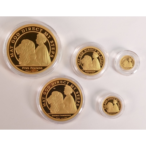 12 - 2021 Queens 95th birthday definitive proof six coin fine gold set to £5 - Half sovereign missing.  I... 