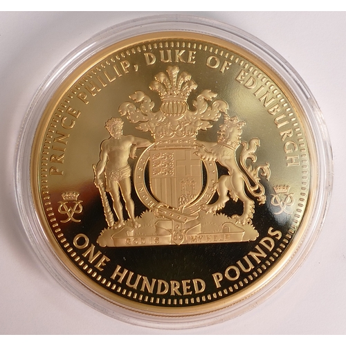 18 - 2021 Prince Philip gold proof 10oz £100 22ct gold sovereign coin, original cost £32,000, weight 310g... 