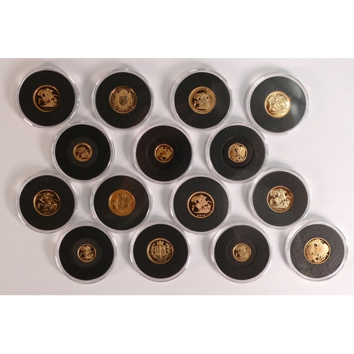 29 - QEII gold half sovereign & quarter sovereign design set 1980 - 2017 - 10 x half sovereign & 5 quarte... 