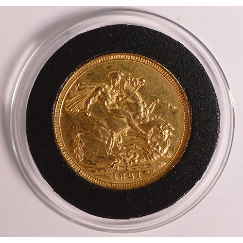 33 - George IV 1821 gold sovereign, purchase cost £8500